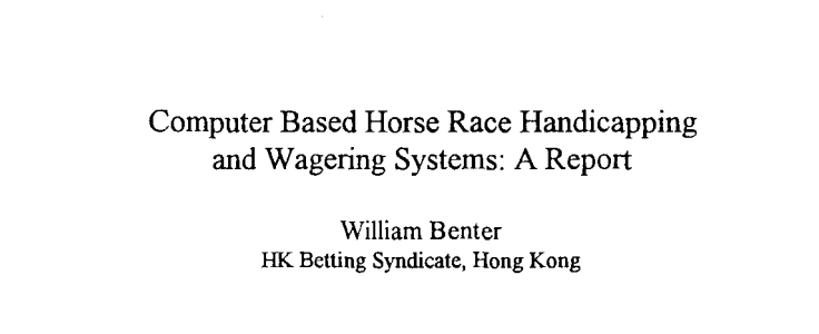 Computer Based Horse Race Handicapping (Benter 1994)